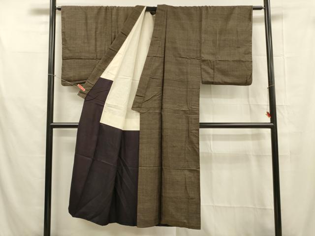 平和屋着物■男性　本場大島紬　アンサンブル　亀甲柄　総詰め　正絹　逸品　DABB3312cm