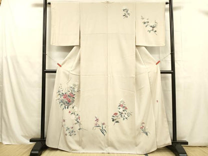 平和屋着物■訪問着　友禅　作家物　草花文　正絹　逸品　DABB3346cm
