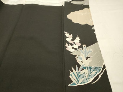 平和屋着物■豪華黒留袖　駒刺繍　風景文　松竹梅　金彩　正絹　逸品　DABB3354cm