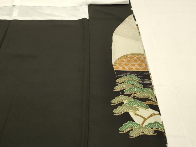 平和屋着物■豪華黒留袖 風景御所車文 松竹梅 金彩 正絹 逸品 DABB3360cm
