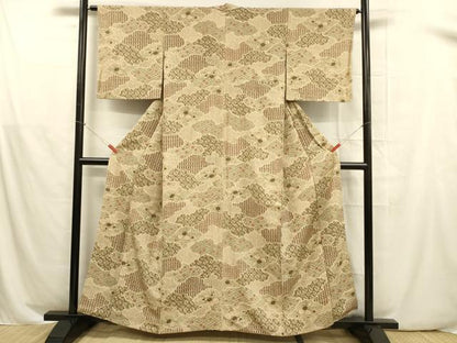 平和屋着物■上質な小紋 草花文 正絹 逸品 DABB3368cm