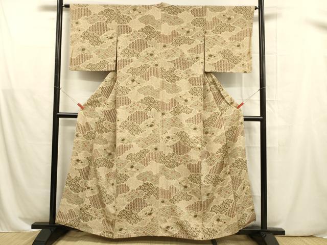 平和屋着物■上質な小紋 草花文 正絹 逸品 DABB3368cm