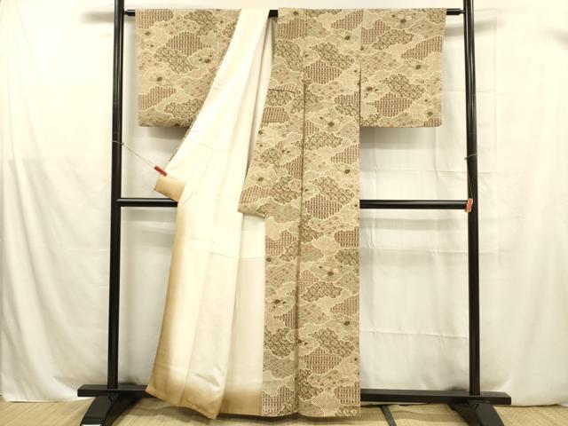 平和屋着物■上質な小紋 草花文 正絹 逸品 DABB3368cm