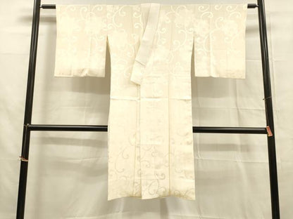 平和屋着物■長襦袢　袷　花唐草地紋　鳥の子色　正絹　逸品　DABB3389cm