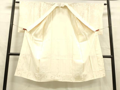 平和屋着物■長襦袢　袷　花唐草地紋　鳥の子色　正絹　逸品　DABB3389cm