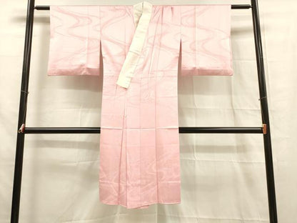 平和屋着物■長襦袢　無双仕立て　流水地紋　紅梅色　正絹　逸品　DABB3393cm