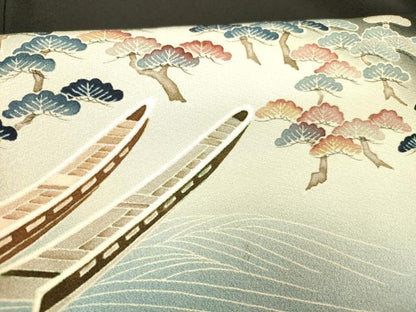 平和屋着物■豪華黒留袖　流水舟松文　暈し染め　正絹　逸品　DABB3407cm