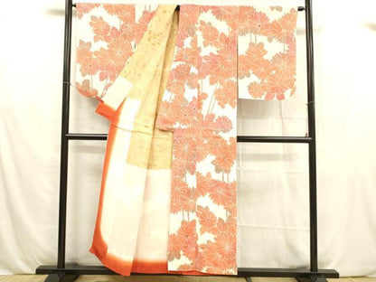平和屋着物■上質な小紋　枝花文　暈し染め　正絹　逸品　DABB3416cm