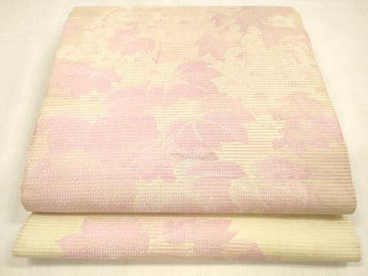 平和屋着物＊夏物 アンティーク 大正ロマン 丸帯 引き抜き帯 草花文 正絹 逸品 DABB3432cm