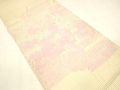 平和屋着物＊夏物 アンティーク 大正ロマン 丸帯 引き抜き帯 草花文 正絹 逸品 DABB3432cm
