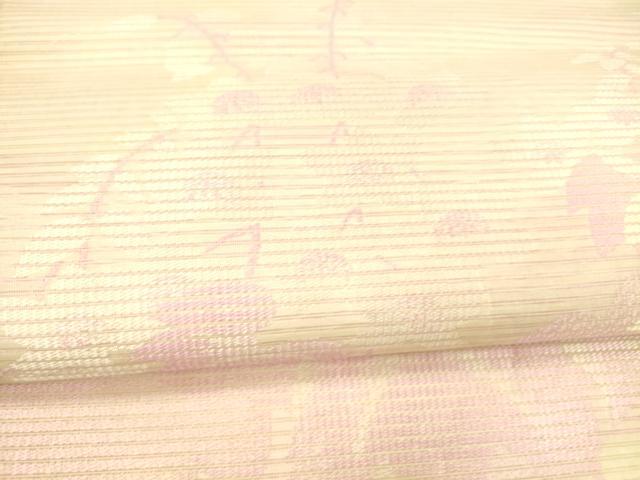 平和屋着物＊夏物 アンティーク 大正ロマン 丸帯 引き抜き帯 草花文 正絹 逸品 DABB3432cm