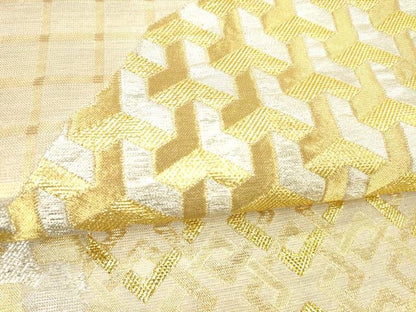 平和屋着物▽六通柄袋帯 スリーシーズン 春夏秋 抽象文様 金銀糸 正絹 逸品 DABB3435cm
