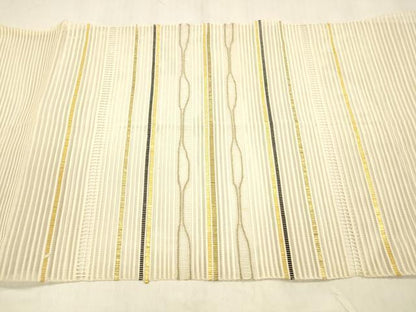 平和屋着物＊夏物 絽綴れ 八寸名古屋帯 横段文 金糸 正絹 逸品 DABB3439cm