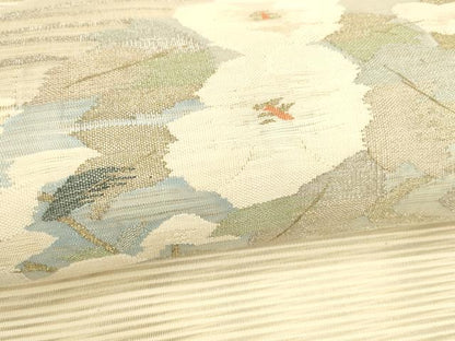 平和屋着物＊夏物 絽綴れ 八寸名古屋帯 流水花文 金銀糸 正絹 逸品 DABB3445cm