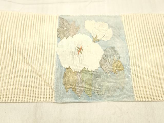 平和屋着物＊夏物 絽綴れ 八寸名古屋帯 流水花文 金銀糸 正絹 逸品 DABB3445cm