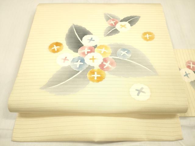 平和屋着物＊夏物 絽塩瀬 九寸名古屋帯 手描き 紫陽花 正絹 逸品 DABB3446cm