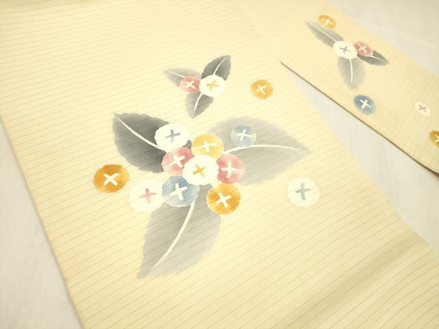 平和屋着物＊夏物 絽塩瀬 九寸名古屋帯 手描き 紫陽花 正絹 逸品 DABB3446cm