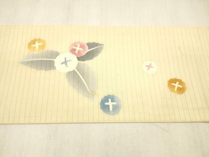 平和屋着物＊夏物 絽塩瀬 九寸名古屋帯 手描き 紫陽花 正絹 逸品 DABB3446cm