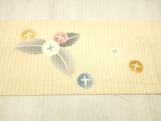 平和屋着物＊夏物 絽塩瀬 九寸名古屋帯 手描き 紫陽花 正絹 逸品 DABB3446cm