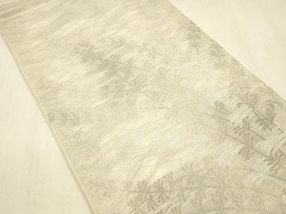 平和屋着物＊夏物 太鼓柄 本袋帯 草葉文 銀糸 正絹 逸品 DABB3451cm