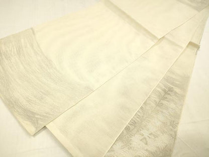 平和屋着物＊夏物 太鼓柄 本袋帯 草葉文 銀糸 正絹 逸品 DABB3451cm