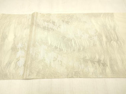 平和屋着物＊夏物 太鼓柄 本袋帯 草葉文 銀糸 正絹 逸品 DABB3451cm