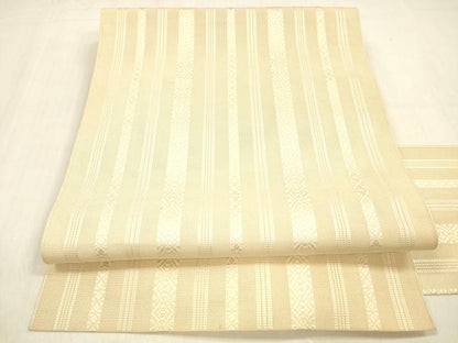 平和屋着物＊夏物 本場筑前博多織 八寸名古屋帯 紗献上 肌色 正絹 逸品 DABB3453cm