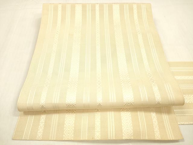 平和屋着物＊夏物 本場筑前博多織 八寸名古屋帯 紗献上 肌色 正絹 逸品 DABB3453cm