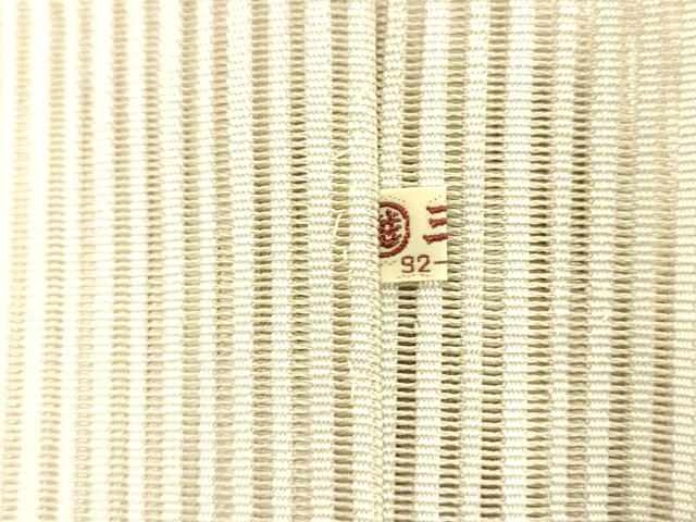 平和屋着物＊夏物 絽綴れ 八寸名古屋帯 横段文 練色 三越扱い 正絹 逸品 DABB3454cm