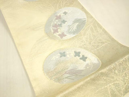平和屋着物＊夏物 六通柄袋帯 草花文 金銀糸 引箔 正絹 逸品 DABB3459cm