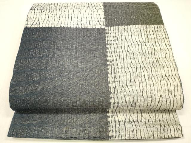 平和屋着物▽六通柄袋帯 スリーシーズン 春夏秋 櫛織 抽象文様 正絹 逸品 DABB3460cm