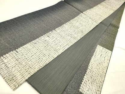 平和屋着物▽六通柄袋帯 スリーシーズン 春夏秋 櫛織 抽象文様 正絹 逸品 DABB3460cm