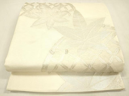 平和屋着物＊夏物 六通柄袋帯 籬舞葉文 銀糸 正絹 逸品 DABB3463cm