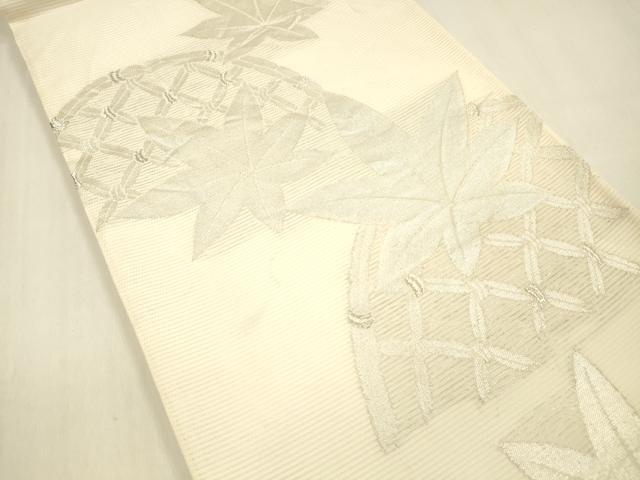 平和屋着物＊夏物 六通柄袋帯 籬舞葉文 銀糸 正絹 逸品 DABB3463cm