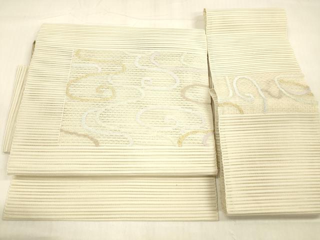 平和屋着物＊夏物 絽綴れ つけ帯 流水文 金糸 正絹 逸品 DABB3467cm