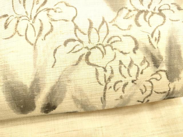 平和屋着物＊夏物 つけ帯 手描き 雛逸 菖蒲 杜若 麻 逸品 DABB3468cm