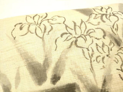 平和屋着物＊夏物 つけ帯 手描き 雛逸 菖蒲 杜若 麻 逸品 DABB3468cm