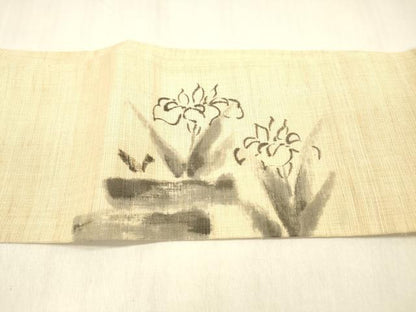 平和屋着物＊夏物 つけ帯 手描き 雛逸 菖蒲 杜若 麻 逸品 DABB3468cm