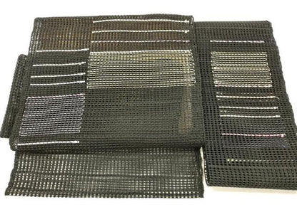平和屋着物＊夏物 つけ帯 横段文 黒地 正絹 逸品 DABB3470cm