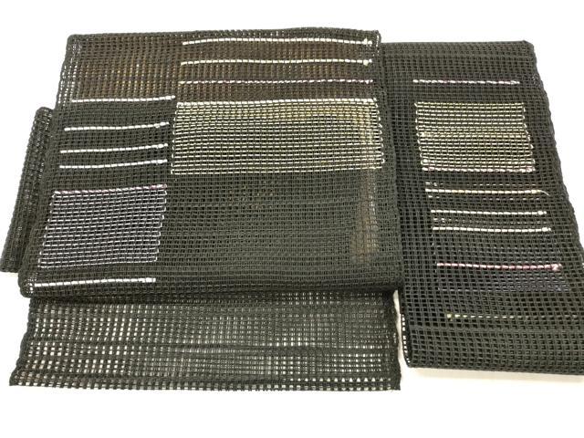 平和屋着物＊夏物 つけ帯 横段文 黒地 正絹 逸品 DABB3470cm