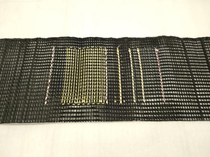 平和屋着物＊夏物 つけ帯 横段文 黒地 正絹 逸品 DABB3470cm