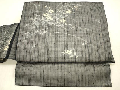 平和屋着物＊夏物　ワンタッチつけ帯　手描き　草花文　正絹　逸品　DABB3472cm