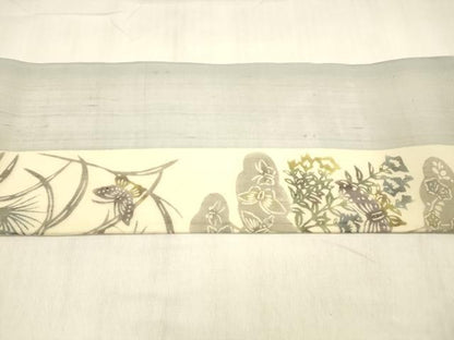 平和屋着物＊夏物 九寸名古屋帯 紅型染 花蝶文 正絹 逸品 DABB3475cm