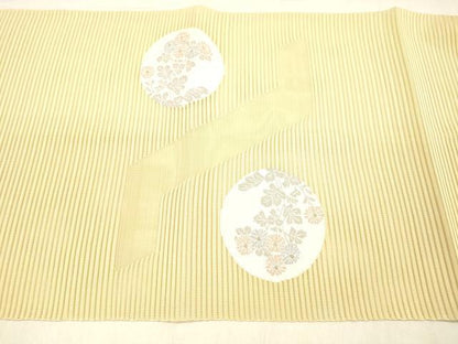 平和屋着物＊夏物 絽綴れ 八寸名古屋帯 草花丸文 銀糸 正絹 逸品 DABB3476cm