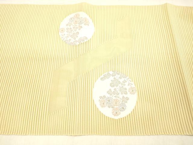 平和屋着物＊夏物 絽綴れ 八寸名古屋帯 草花丸文 銀糸 正絹 逸品 DABB3476cm