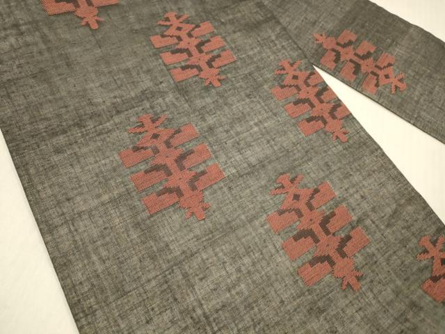 平和屋着物＊夏物 九寸名古屋帯 抽象文様 黒地 正絹 逸品 DABB3477cm