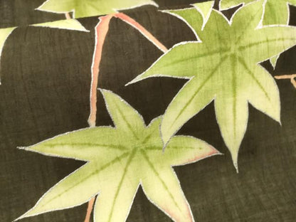 平和屋着物＊夏物　九寸名古屋帯　枝葉文　黒地　銀彩　正絹　逸品　DABB3479cm