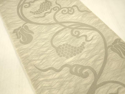 平和屋着物＊夏物　織物一筋名門　織悦　全通柄　本袋帯　葡萄蔦の葉文　正絹　逸品　DABB3480cm