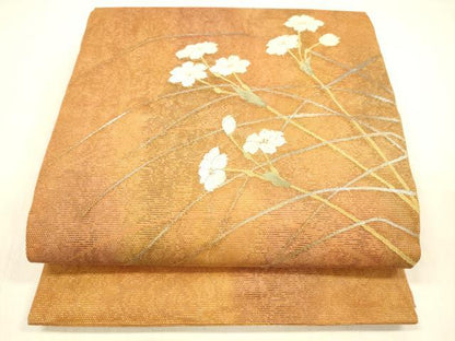 平和屋着物＊夏物 九寸開き名古屋帯 唐織 草花文 金銀糸 正絹 逸品 DABB3482cm