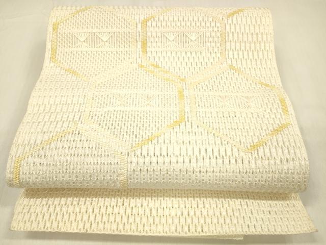 平和屋着物＊夏物 八寸名古屋帯 亀甲柄 正絹 逸品 DABB3484cm